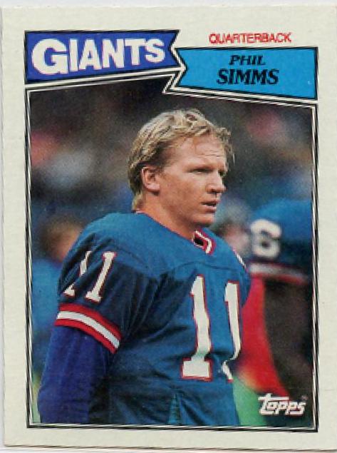 Phil Simms #10 Football Cards 1987 Topps