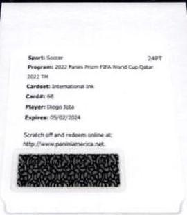 Diogo Jota Soccer Cards 2022 Panini Prizm World Cup International Ink Autograph