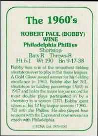 Bobby Wine #181 Baseball Cards 1978 TCMA the 1960's