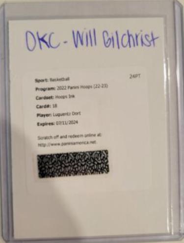 Luguentz Dort #HI-LDT 2022 Panini Hoops Ink Autographs Basketball