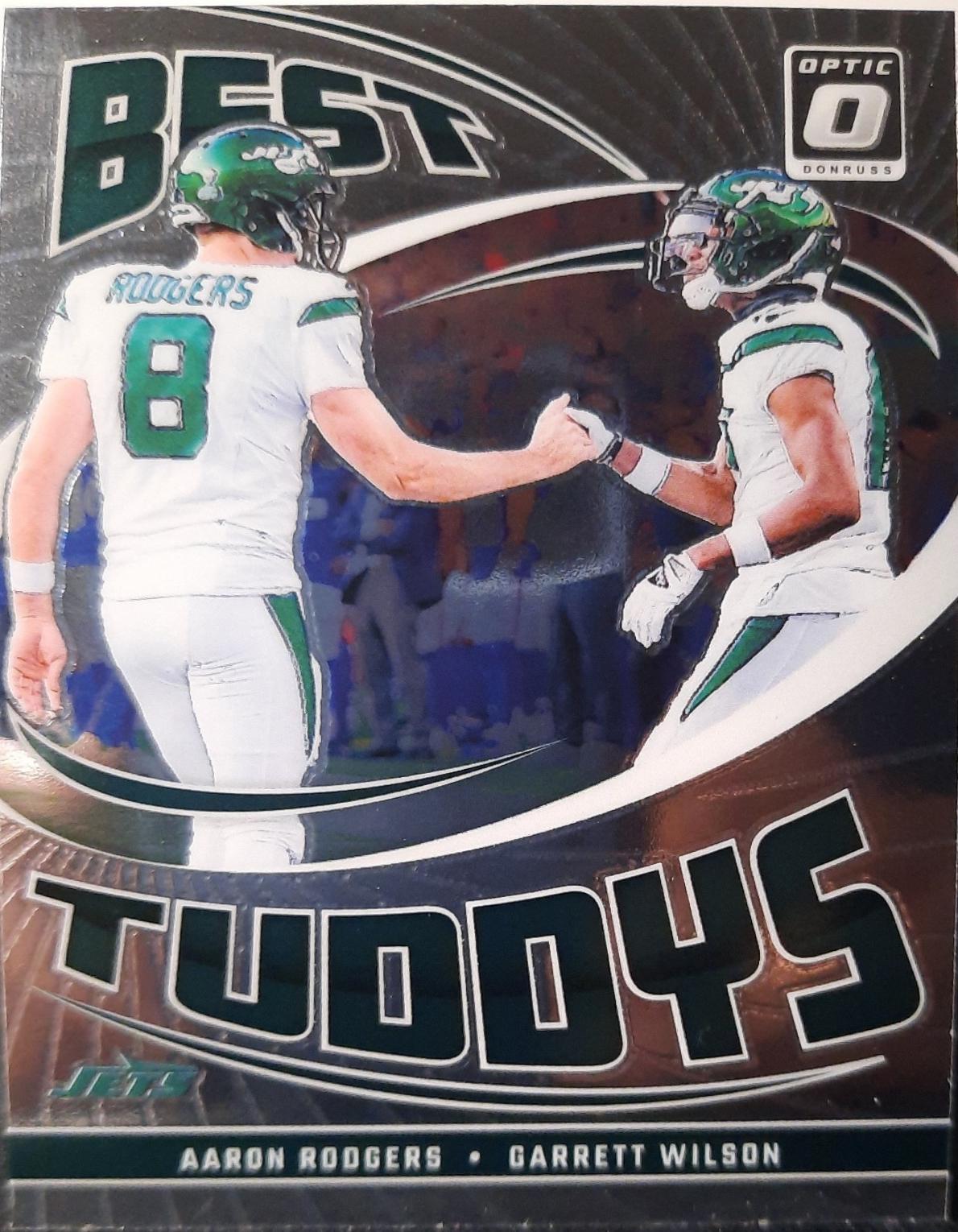 Aaron Rodgers / Garrett Wilson #18 Football Cards 2024 Panini Donruss Optic Best Tuddys