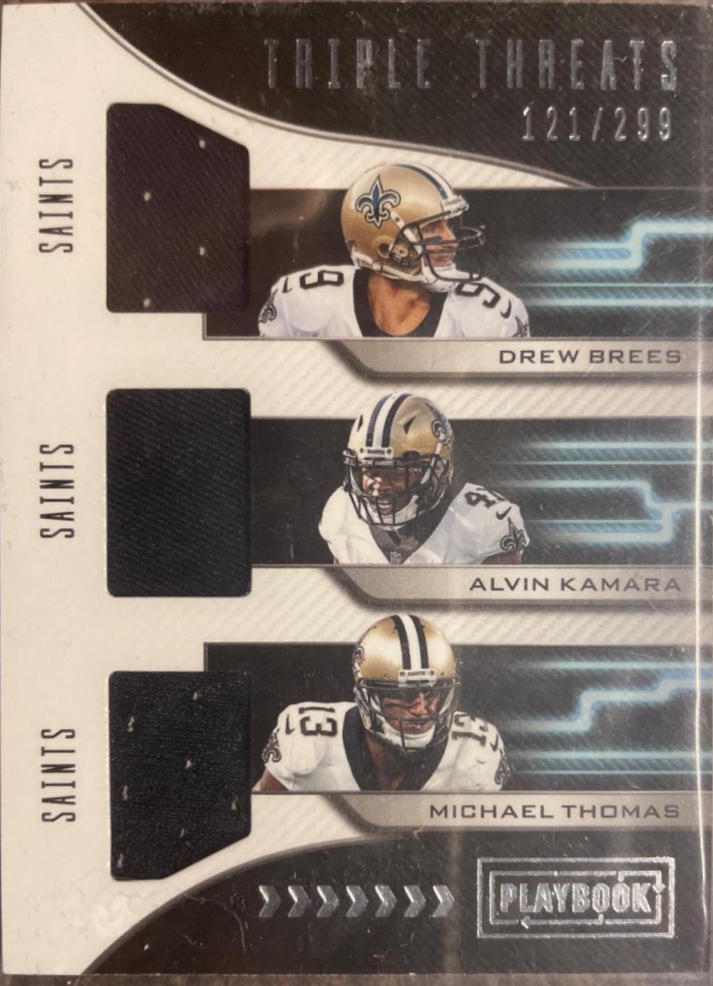 Brees/Kamara/Thomas #TT-15 Football Cards 2018 Panini Playbook Triple Threats Relics