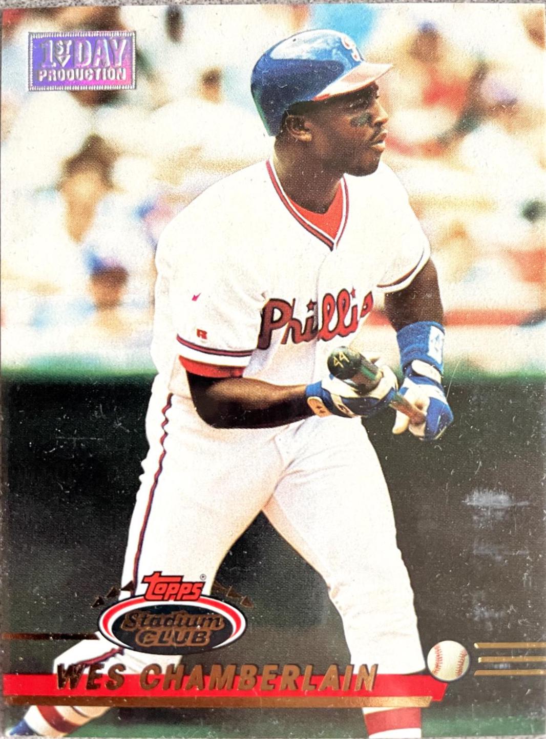 Wes Chamberlain #34 Baseball Cards 1993 Stadium Club 1st Day Production