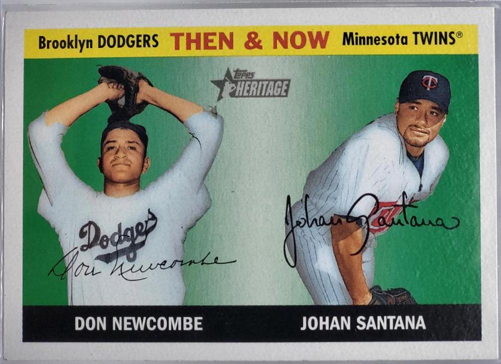 Winning Percentage Leaders: Don Newcombe, Johan Santana #TN5 Baseball Cards 2004 Topps Heritage Then & Now