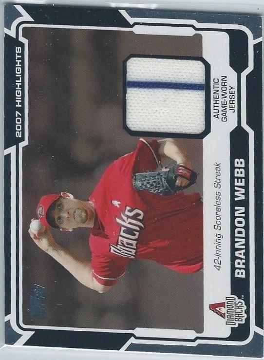 Brandon Webb #HR-BW 2008 Topps Baseball 2007 Highlight Relics