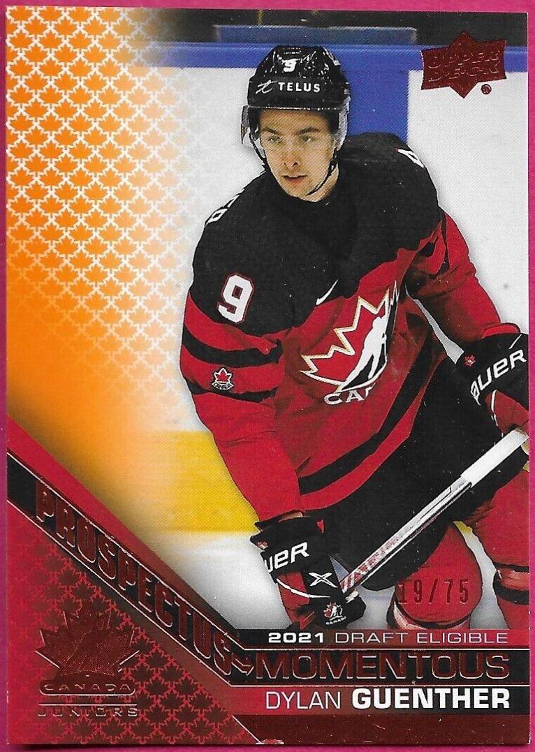 Dylan Guenther #PM-40 2022 Upper Deck Team Canada Juniors Prospectus Momentous Hockey