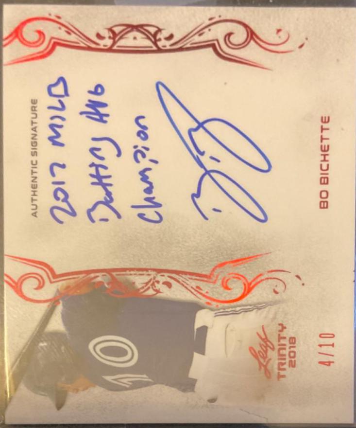 Bo Bichette #A-BB1 Baseball Cards 2018 Leaf Trinity Signatures