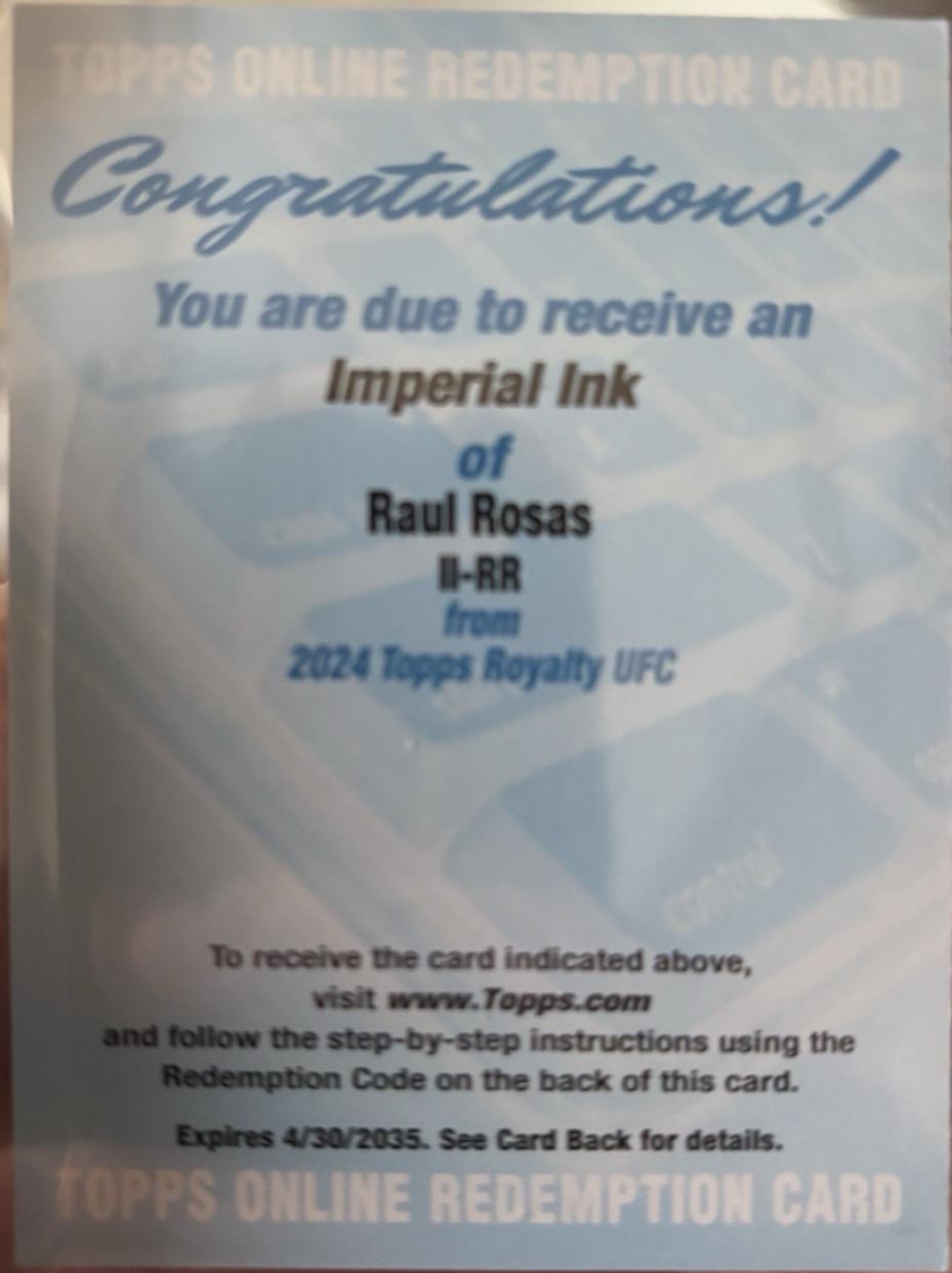 Raul Rosas #II-RR Ufc Cards 2024 Topps Royalty UFC Imperial Ink