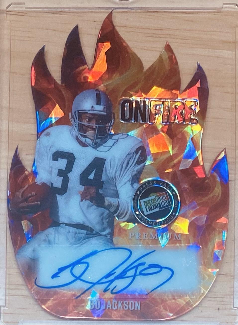Bo Jackson #OF-CW1 Football Cards 2024 Press Pass Premium On Fire Autograph