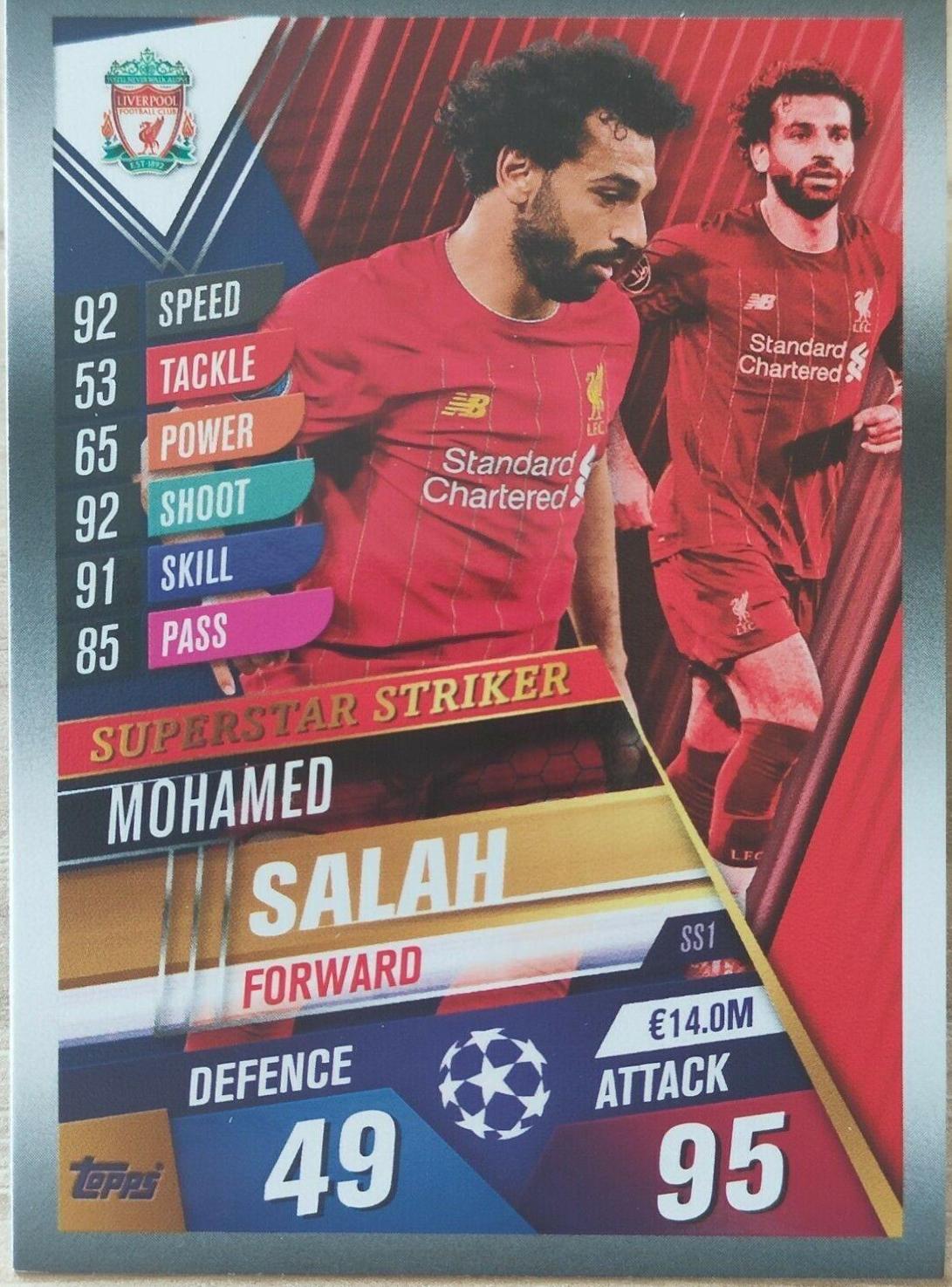 Mohamed Salah #SS1 Soccer Cards 2019 Topps Match Attax 101 Superstar Striker