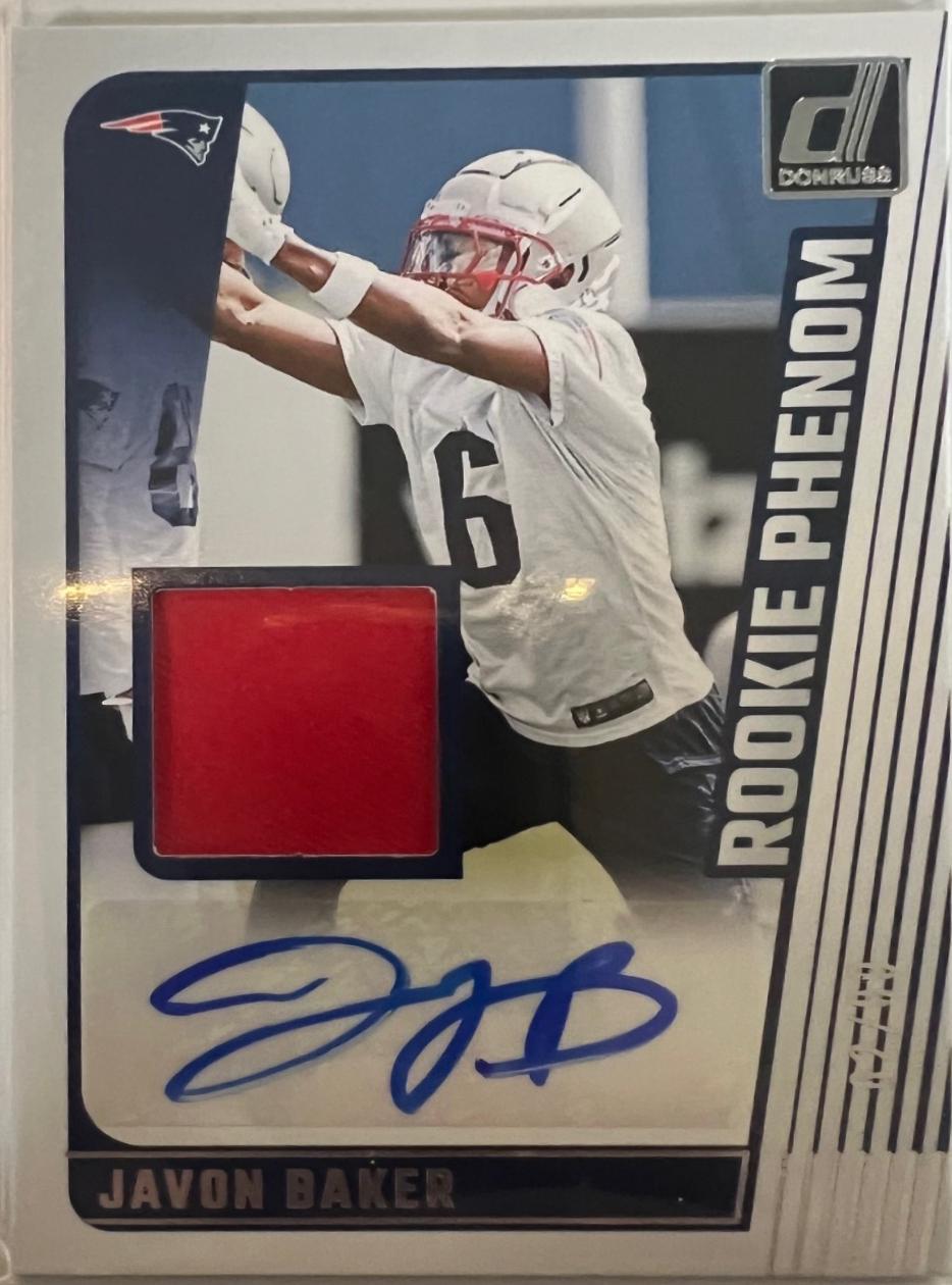 Javon Baker #RJA-JBA Football Cards 2024 Panini Donruss Rookie Phenom Jersey Autograph