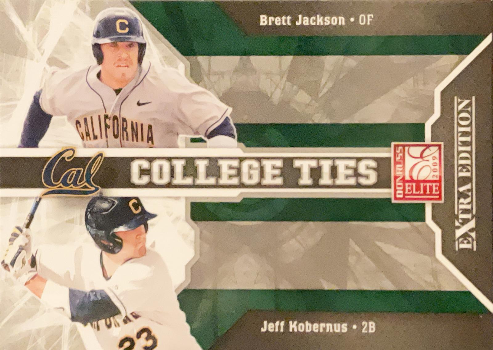 Brett Jackson/Jeff Kobernus #17 Baseball Cards 2009 Donruss Elite Extra Edition College Ties Green