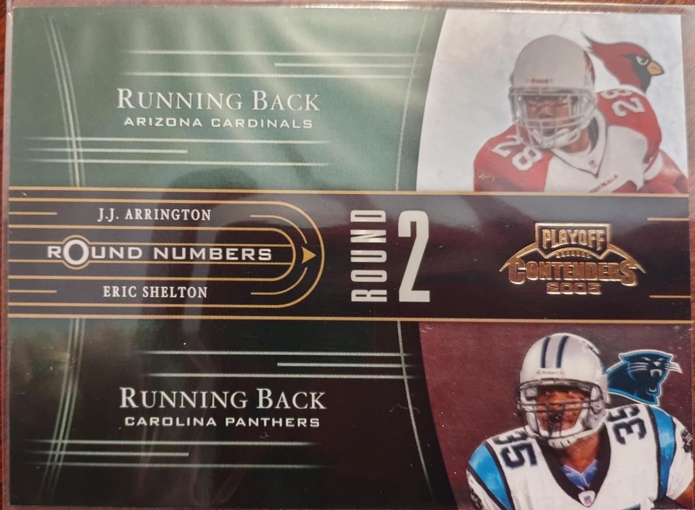 JJ Arrington, Eric Shelton #RN-7 Football Cards 2005 Playoff Contenders Round Numbers