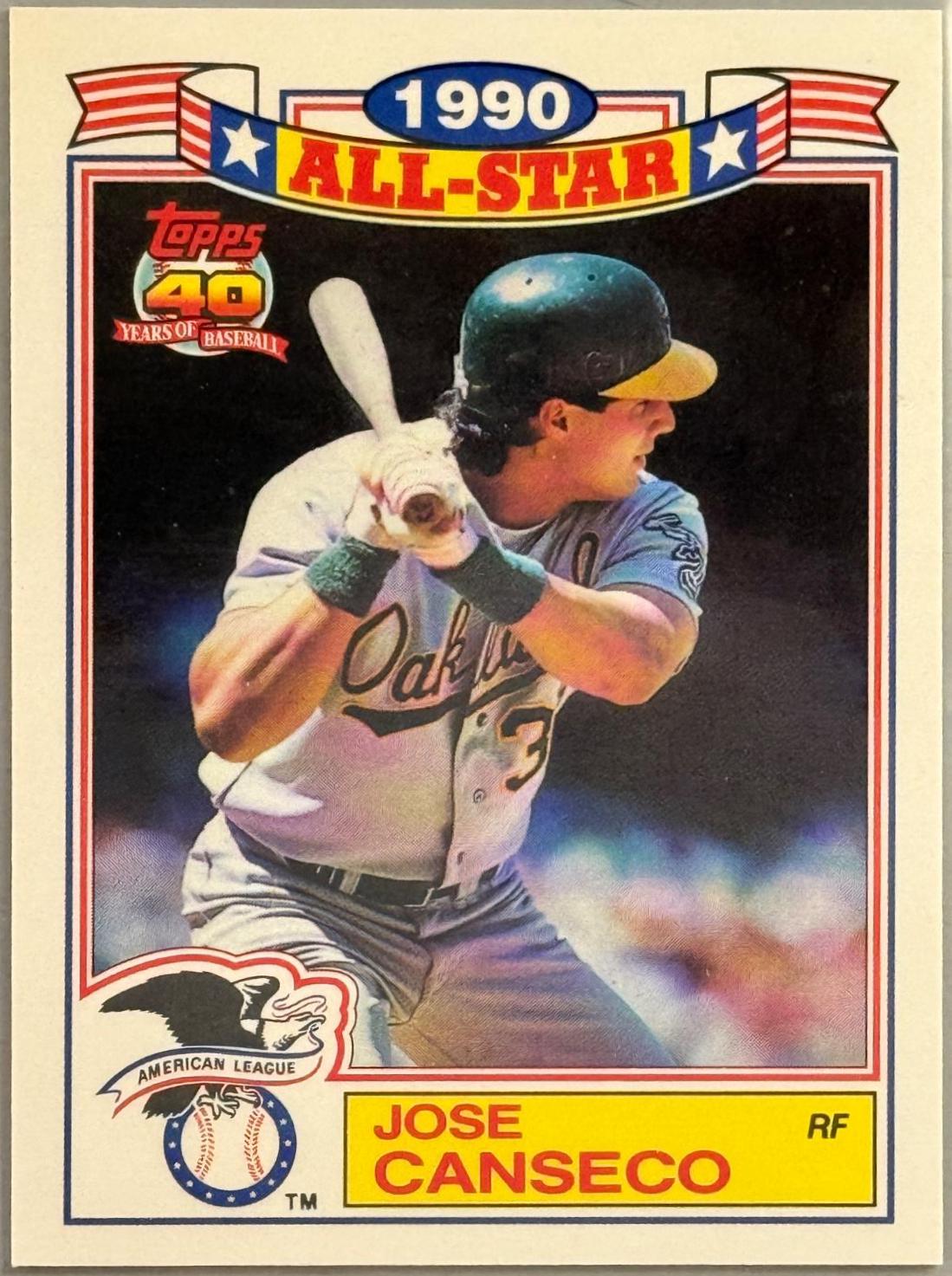 Jose Canseco #8 Baseball Cards 1991 Topps All Star Glossy Set of 22