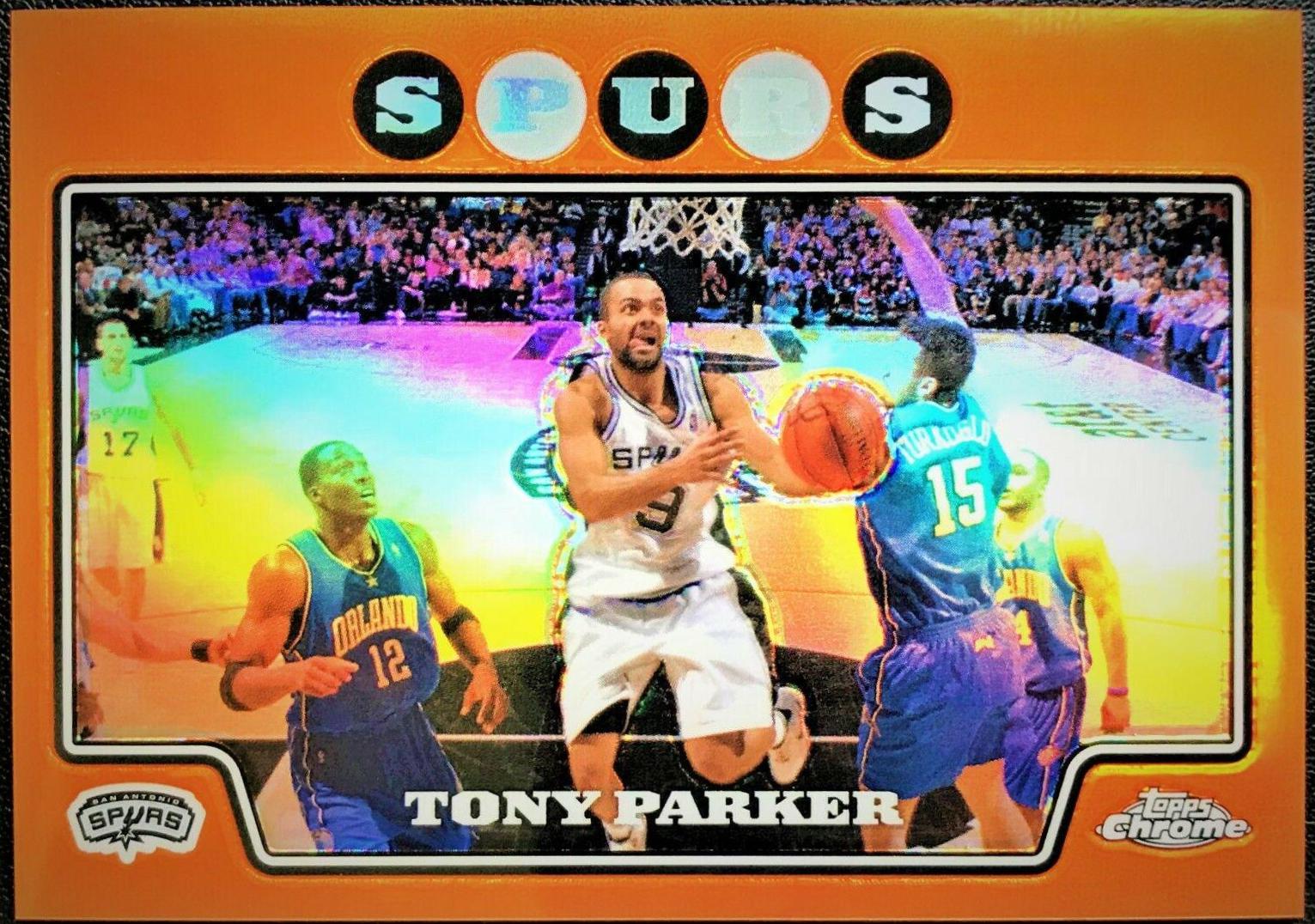 Tony Parker Orange Refractor #9 Basketball Cards 2008 Topps Chrome
