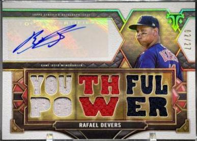 Rafael Devers #TTAR-RD2 Baseball Cards 2022 Topps Triple Threads Autograph Relic