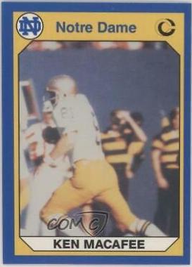 Ken MacAfee #23 Football Cards 1990 Notre Dame Collegiate Collection