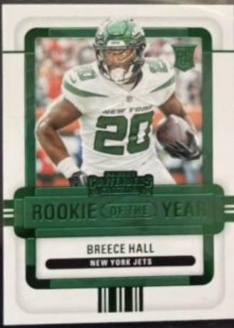 Breece Hall #ROY-BHA Football Cards 2022 Panini Contenders Rookie of the Year