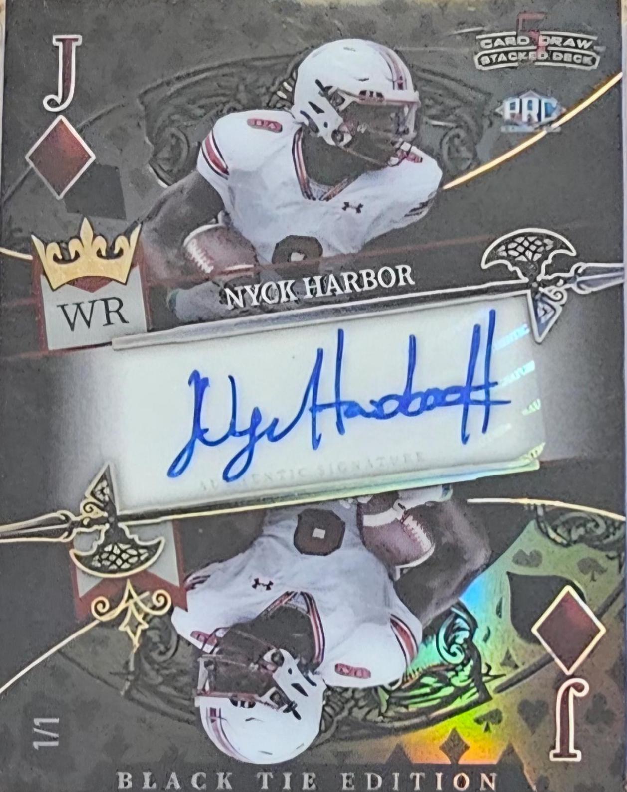 Nyck Harbor #SDPD-NHA 2026 Wild Card 5 Card Draw Stacked Deck Breakers Brick Black Tie Football