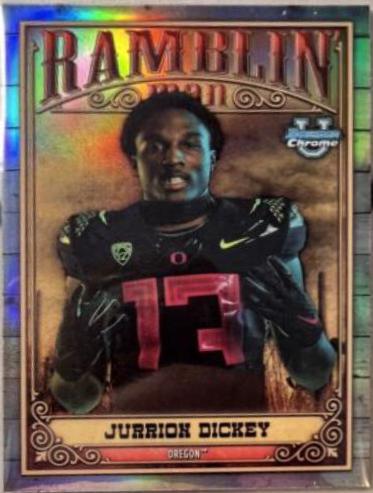 Jurrion Dickey #RM-14 Football Cards 2023 Bowman Chrome University Ramblin' Man