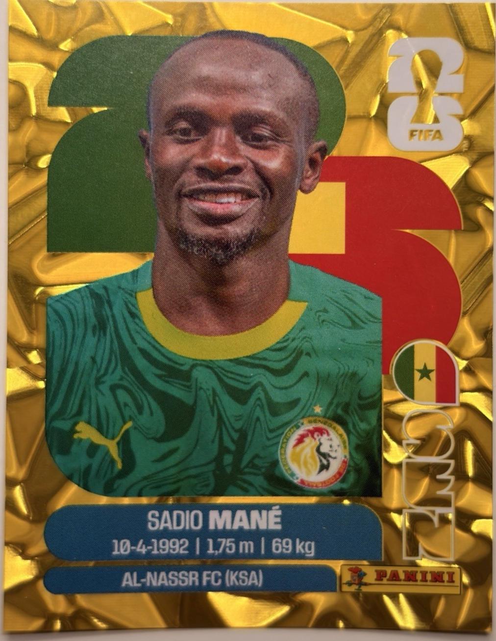 Sadio Mane [Gold Flood Crumple] #SEN15 Prices | 2026 Panini FIFA