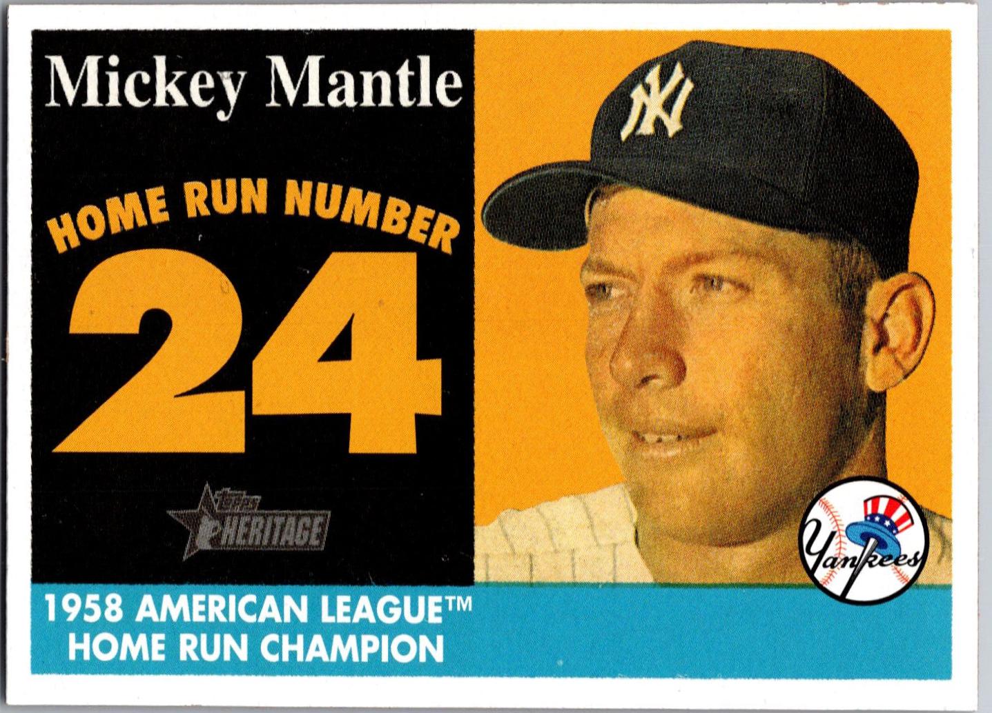 Mickey Mantle #MHRC24 Baseball Cards 2007 Topps Heritage 1958 Home Run Champion