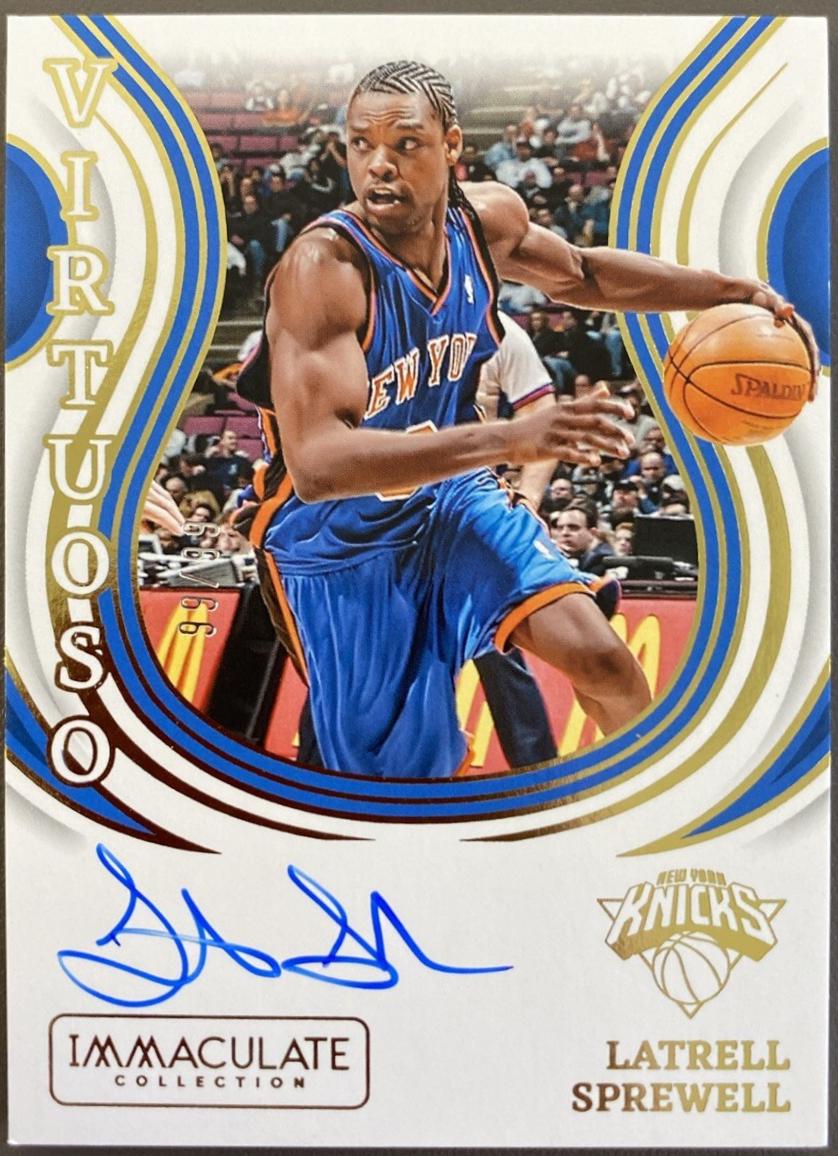 Latrell Sprewell #5 Basketball Cards 2023 Panini Immaculate Virtuoso Autograph