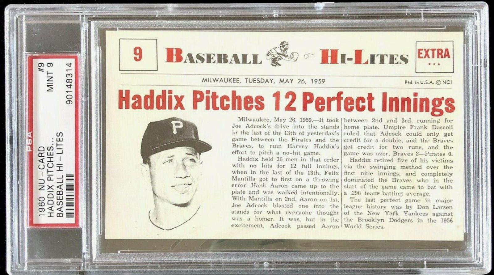 Haddix Pitches #9 Baseball Cards 1960 NU Card Baseball Hi Lites