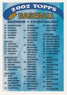 Series 1 Checklist 3: 321-365 And Inserts #3 OF 4