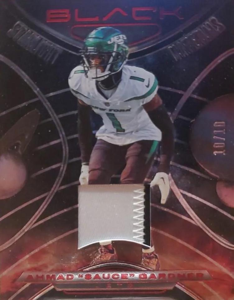 Ahmad Sauce Gardner #SM-ASG Football Cards 2023 Panini Black Starlight Materials