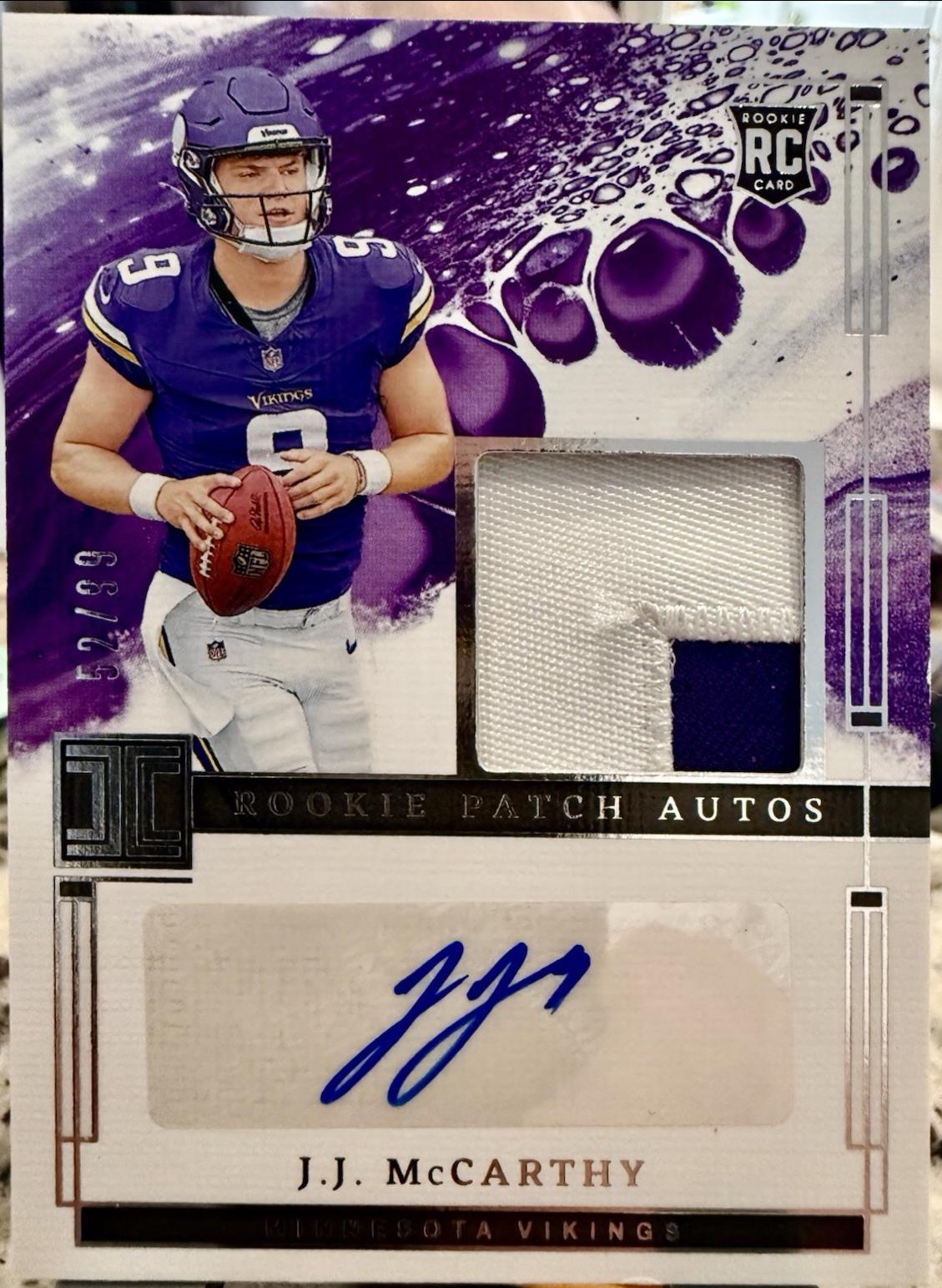 J.J. McCarthy #2 Football Cards 2024 Panini Impeccable Impressions