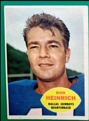 Don Heinrich #32 Football Cards 1960 Topps