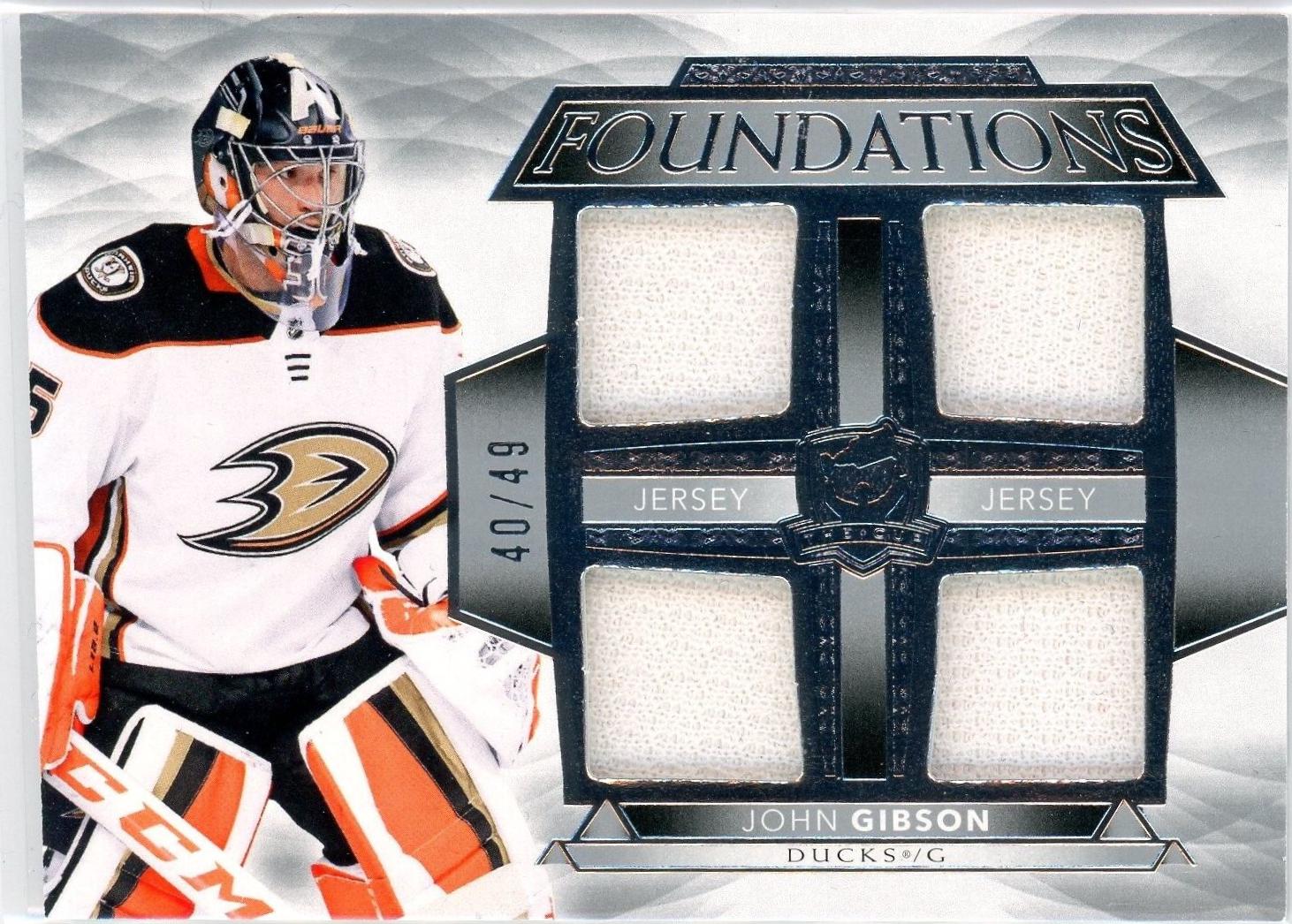 John Gibson #F-GI Hockey Cards 2021 Upper Deck The Cup Foundations Quad Jersey