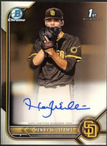 Henry Williams #CDA-HW Baseball Cards 2022 Bowman Draft Chrome Autographs