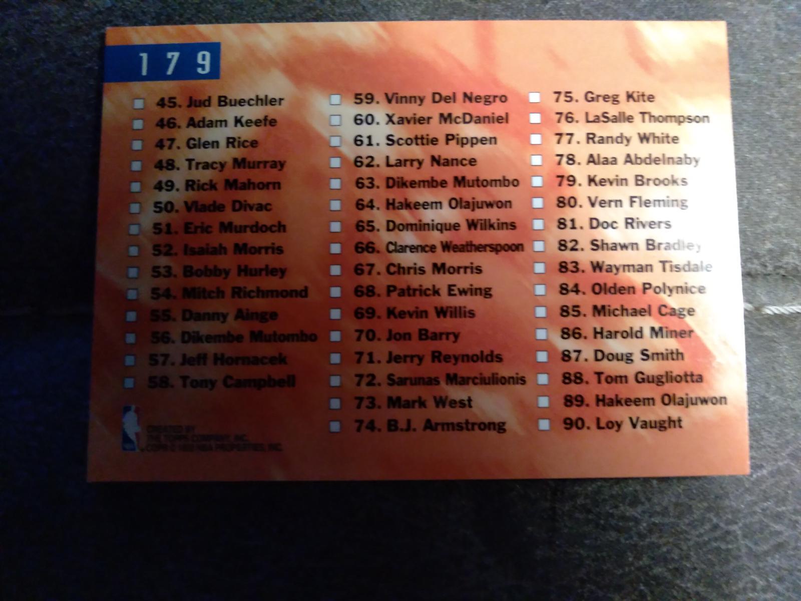 Checklist #179 Basketball Cards 1993 Stadium Club