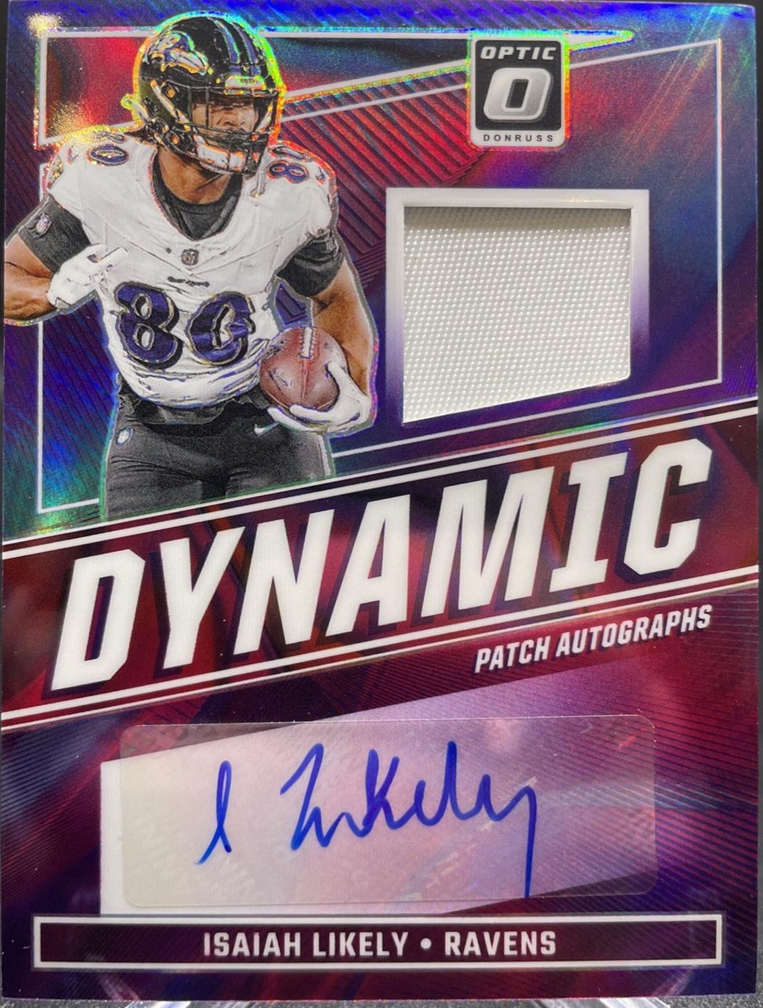 Isaiah Likely #17 Football Cards 2024 Panini Donruss Optic Dynamic Patch Autograph