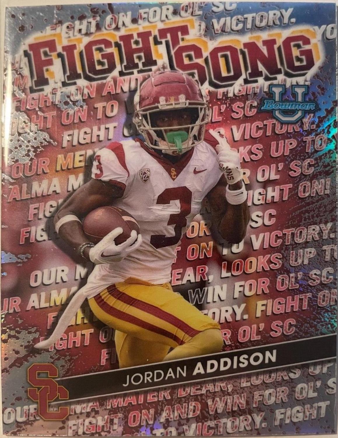 Jordan Addison #FS-13 Football Cards 2022 Bowman's Best University Fight Song