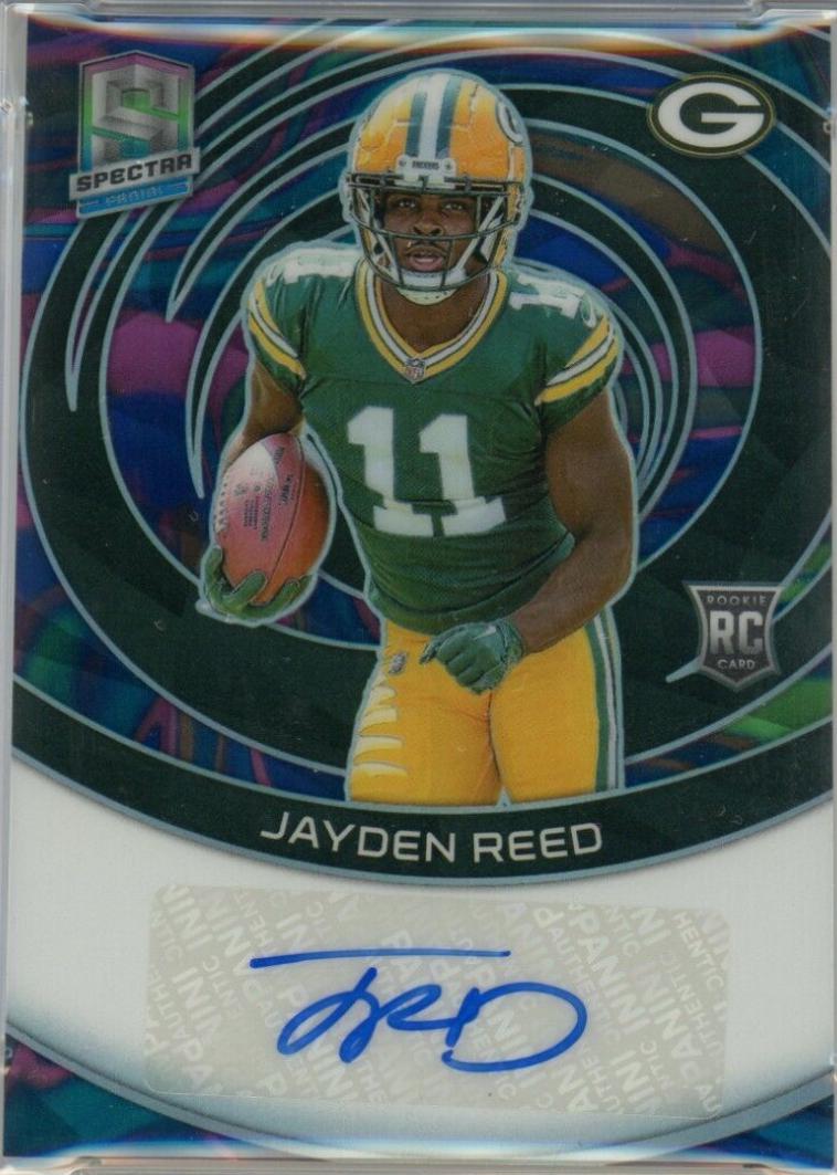 Jayden Reed #24 Football Cards 2023 Panini Spectra Rookie Autograph Neon Marble