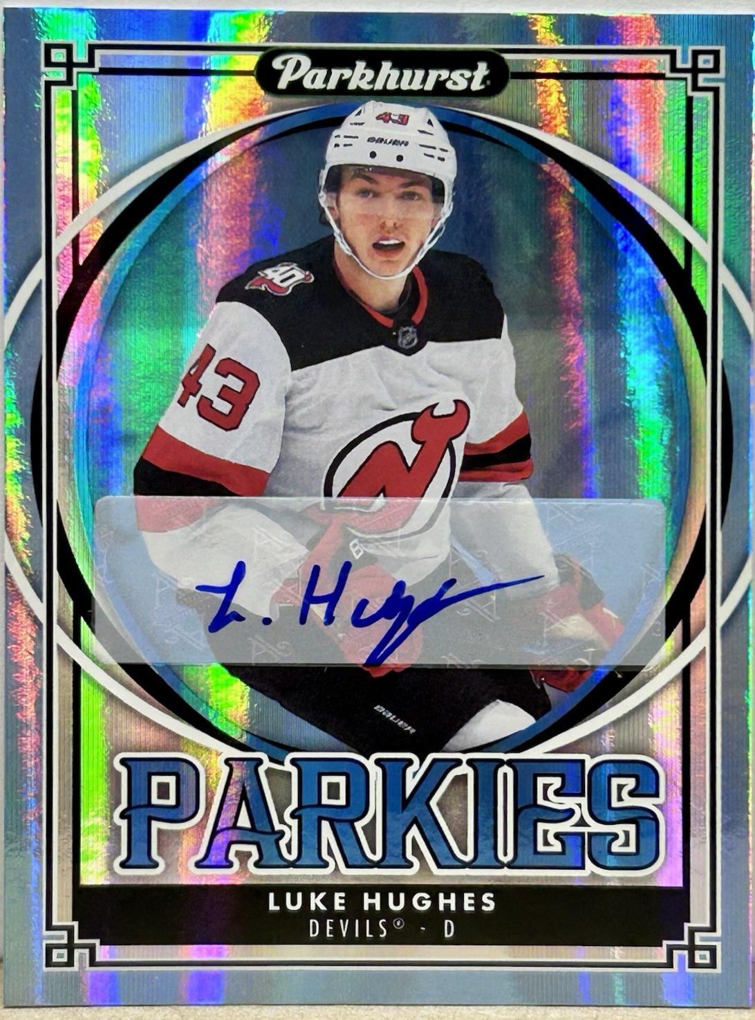 Luke Hughes #P-24 2023 Parkhurst Parkies Blue Autograph Hockey