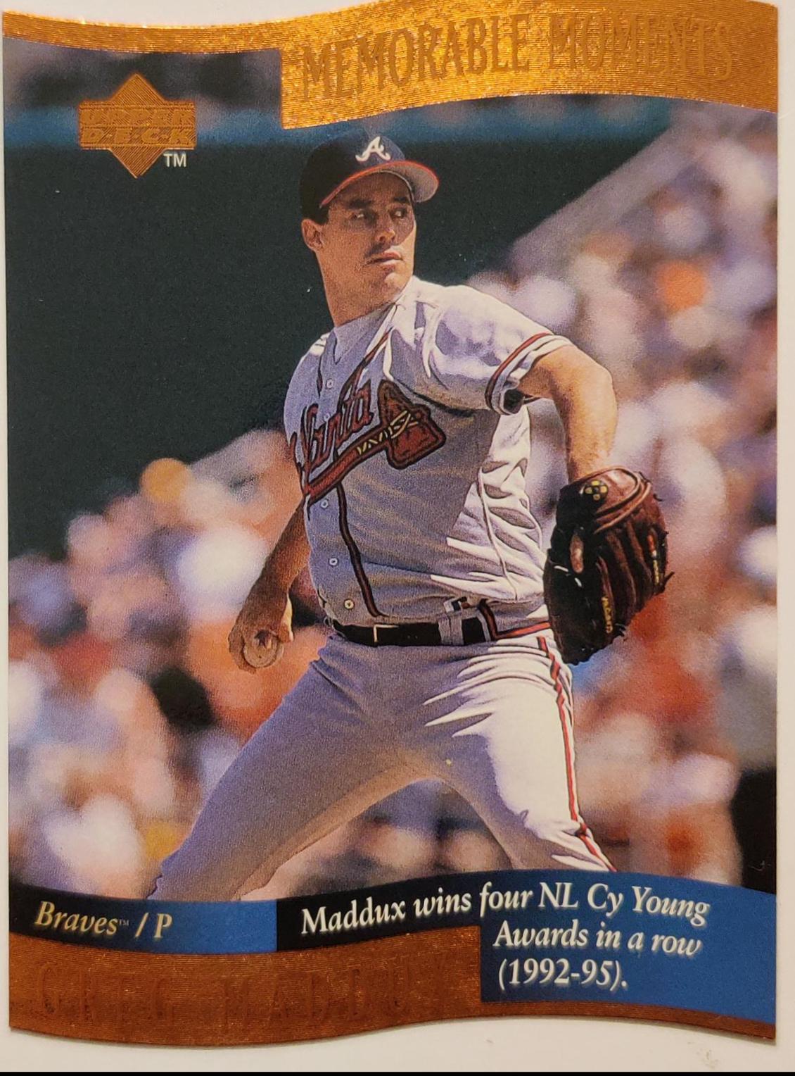Greg Maddux #4 Baseball Cards 1997 Upper Deck Memorable Moments