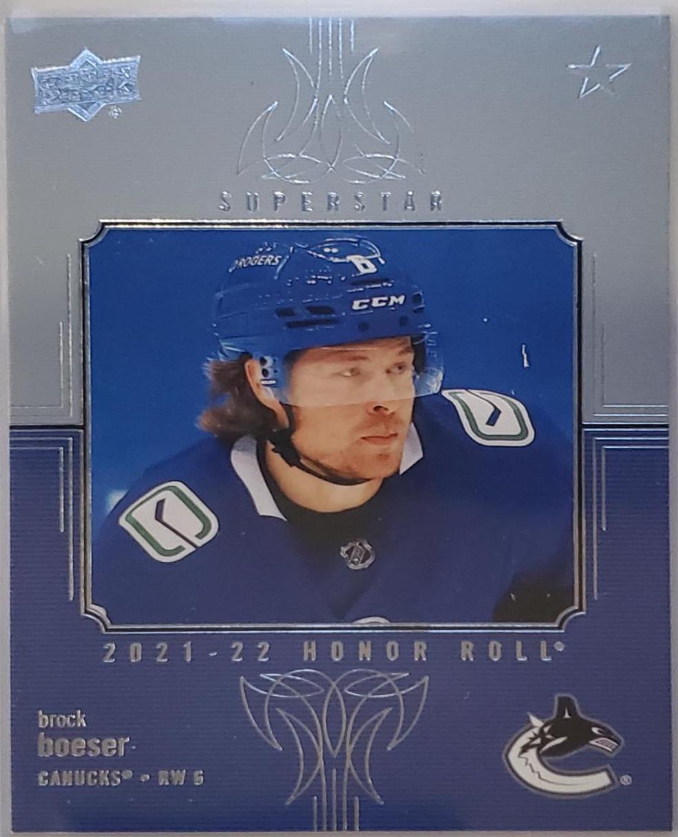 Brock Boeser #HR-10 Hockey Cards 2021 Upper Deck Honor Roll