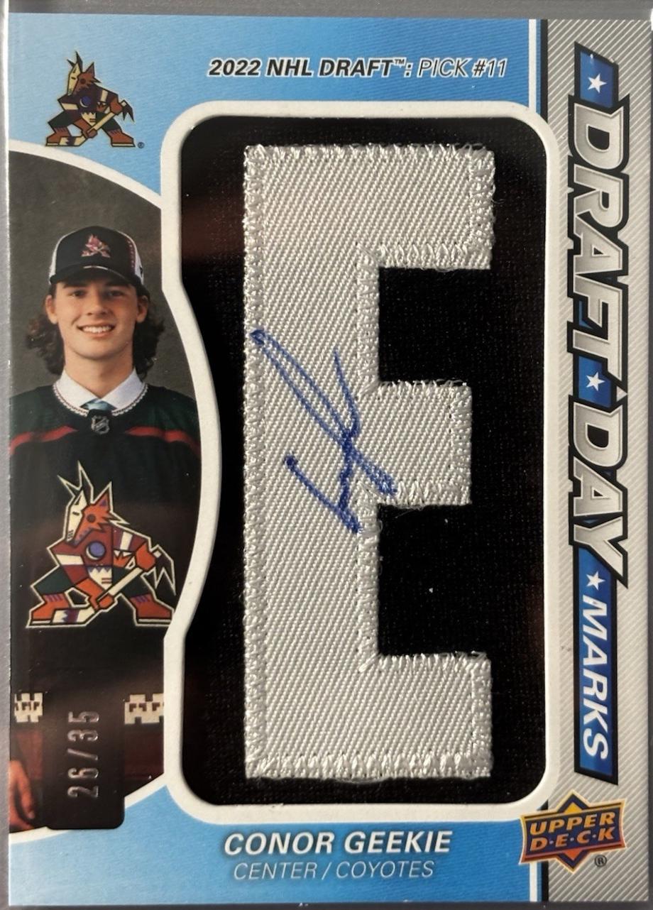 Conor Geekie #DDM-GE Hockey Cards 2024 SP Game Used Draft Day Marks