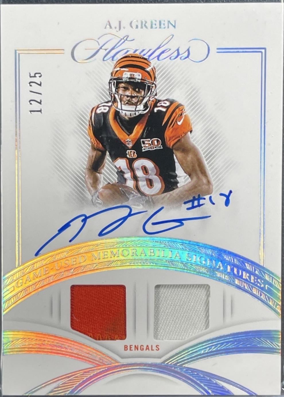 A.J. Green #29 2025 Panini Flawless Football Game Used Memorabilia Signatures