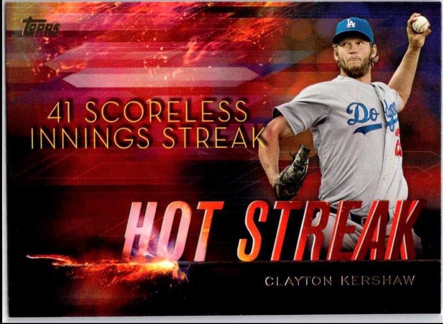 Clayton Kershaw #HS-10 Baseball Cards 2015 Topps Hot Streak