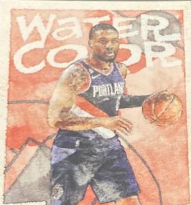 Damian Lillard #8 Basketball Cards 2022 Panini Court Kings Water Color