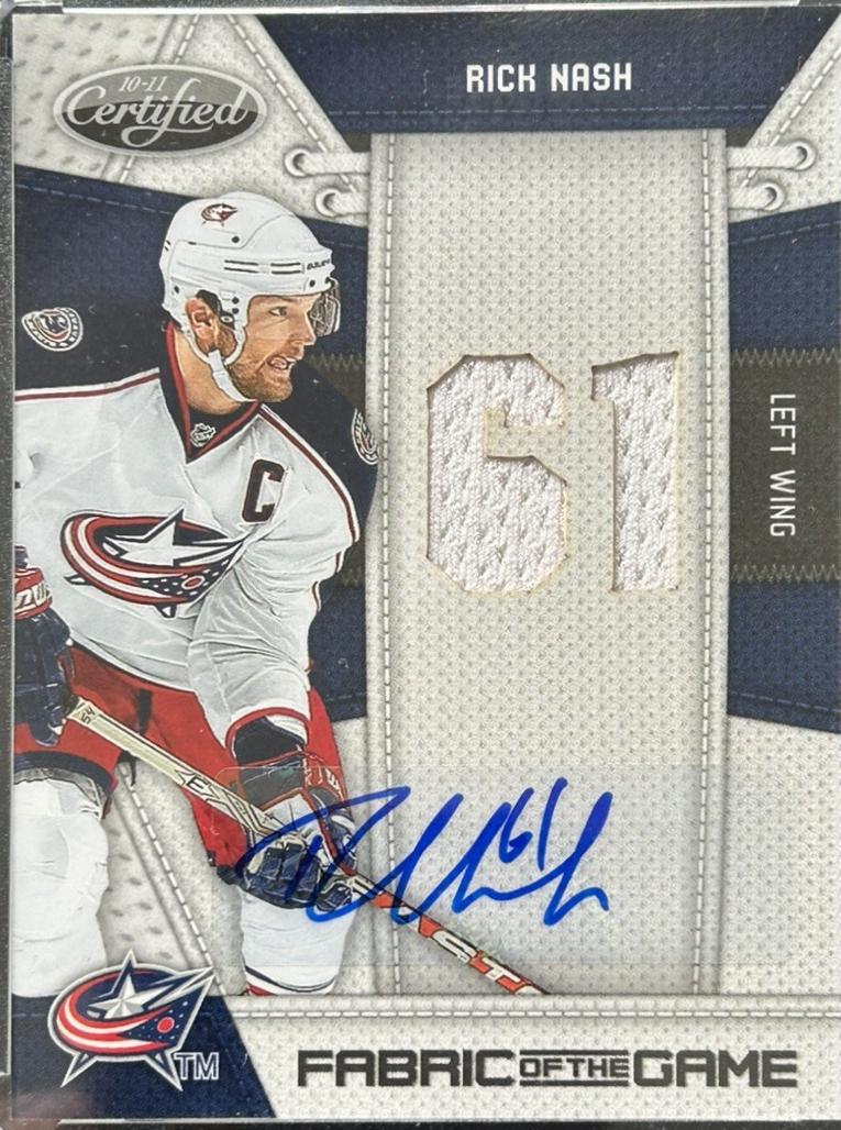 Rick Nash #RN 2010-11 Panini Certified Hockey Fabric of the Game