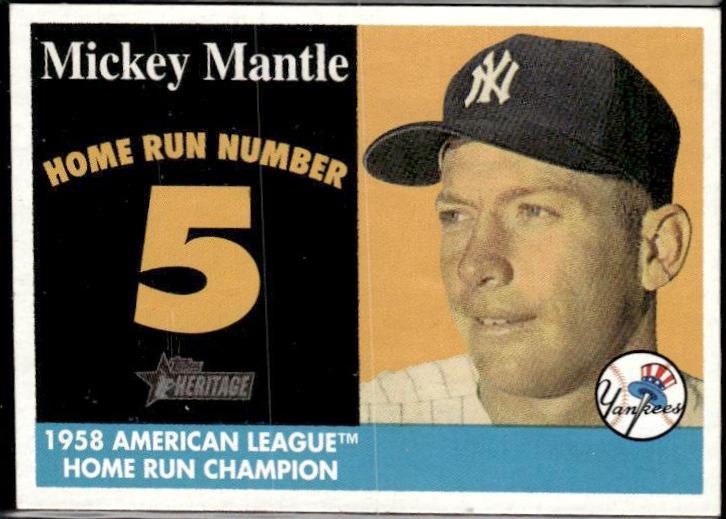 Mickey Mantle #MHRC5 Baseball Cards 2007 Topps Heritage 1958 Home Run Champion