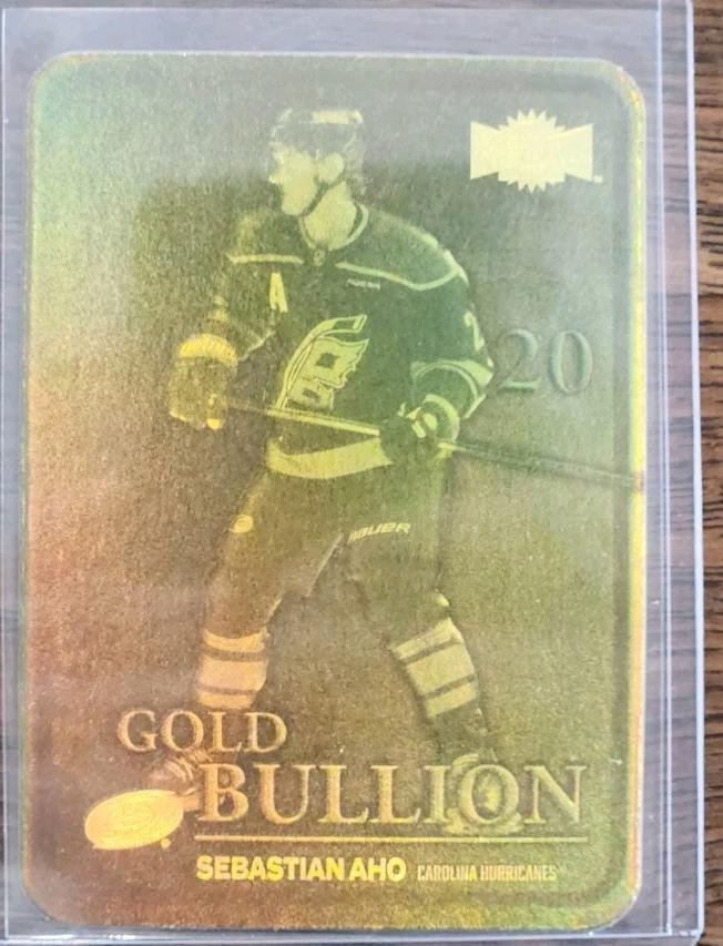 Sebastian Aho #GB-6 Hockey Cards 2024 SkyBox Metal Universe Gold Bullion