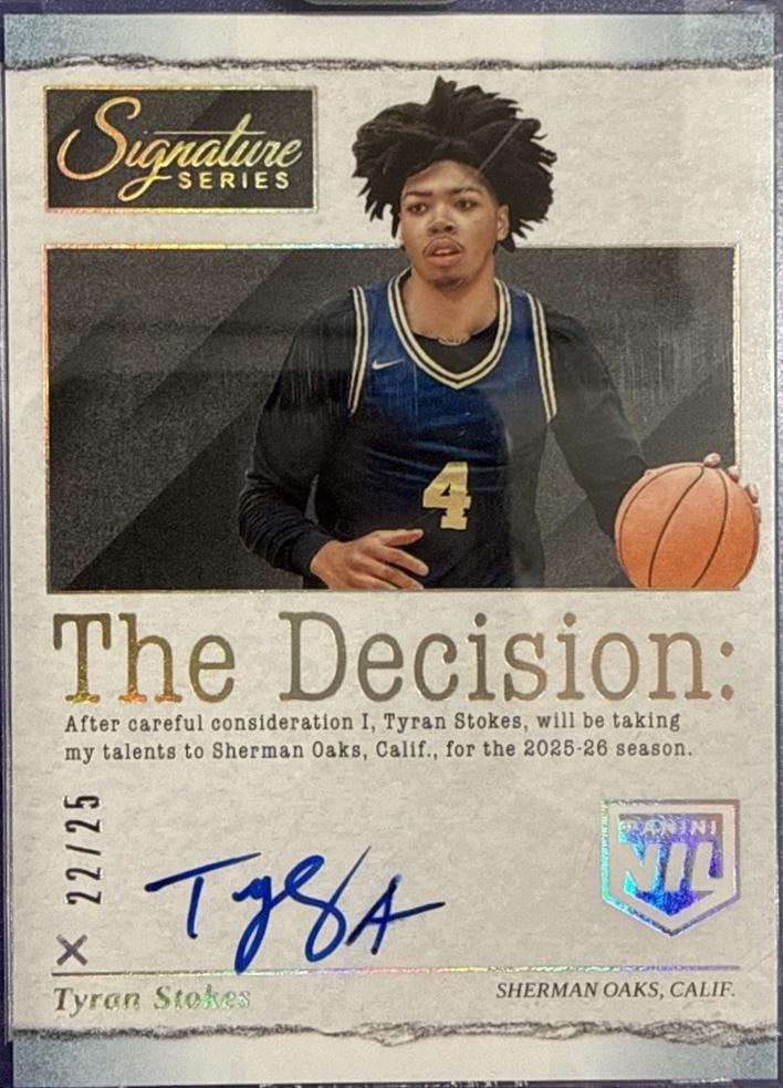 Tyran Stokes #1 2025-26 Panini Signature Series Basketball The Decision