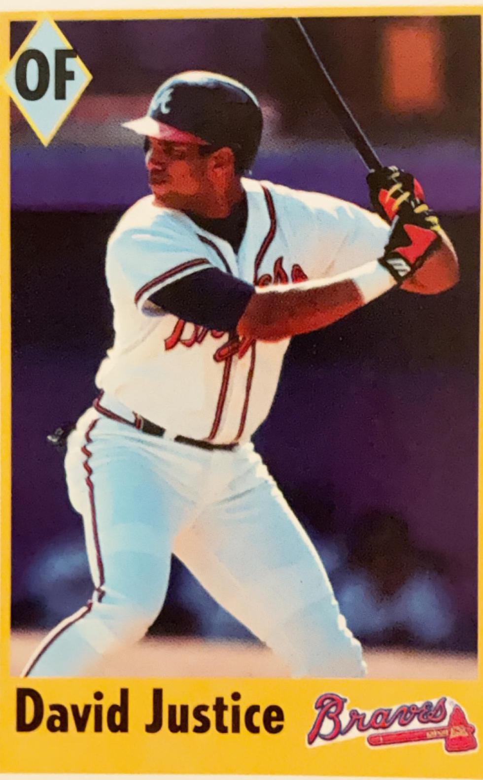 David Justice #77 Baseball Cards 1995 Fleer Panini Stickers